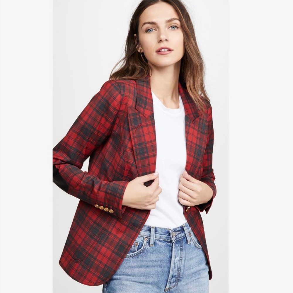Smythe Duchess Blazer Jacket Red Plaid Tartan Size 8 10 $795 Retail